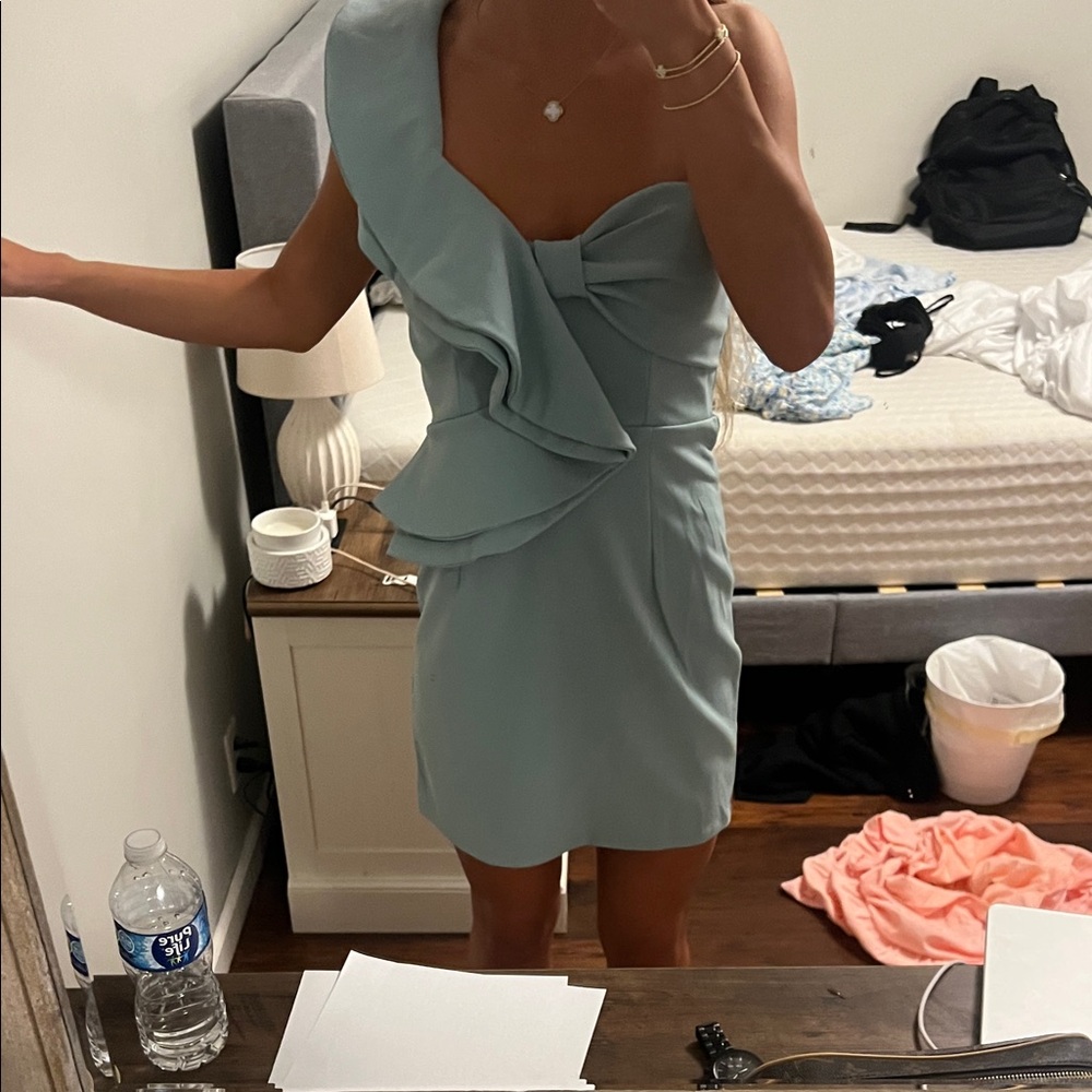 Hello Molly One-Shoulder Light Blue Dress